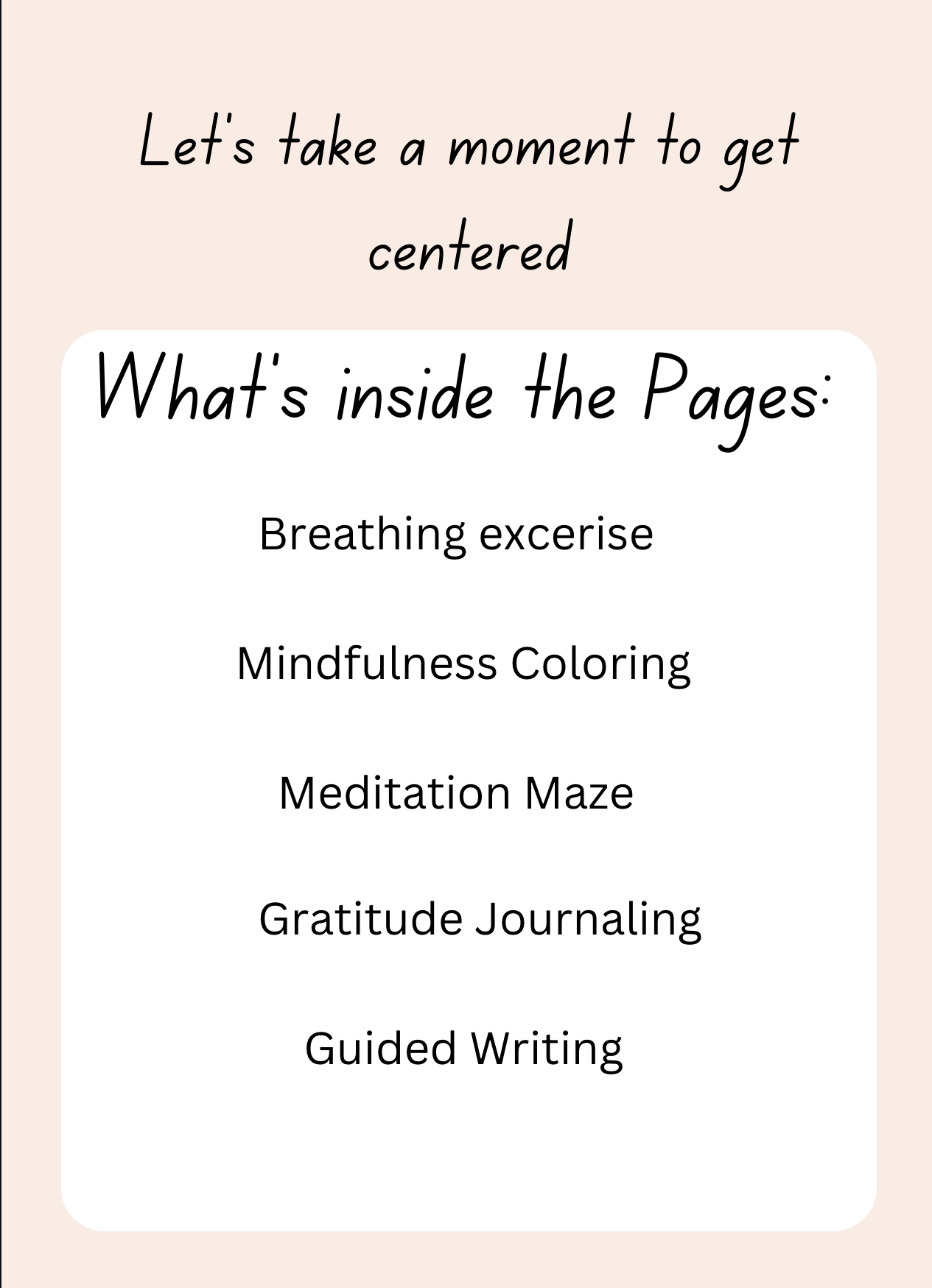 mindfulness workbook table of contents
